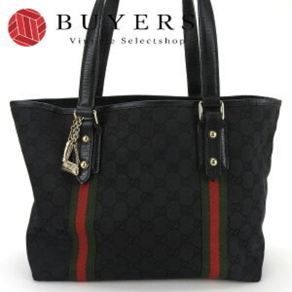 Gucci GG Shoulder Bag Sherry canvas black leather - Picture 1 of 9
